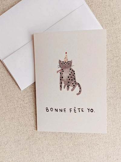 Bonne Fête Yo - Happy Birthday Greeting Card. Made in Canada from recycled paper, we LOVE these French inspired greeting cards from Mimi & August in Montreal, Quebec.