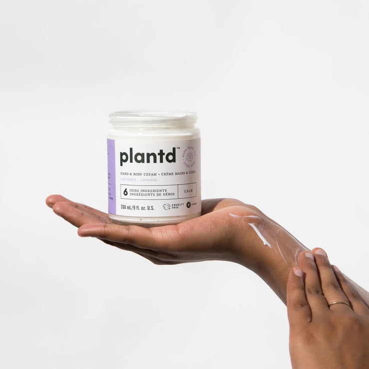 Calm organic hand & body cream from Plantd Skincare in Vancouver, British Columbia. Scent profile: Lavender, Green Mandarin, Lemon Verbena, Rosemary Relax & breathe deeply with this nourishing, soothing scent.