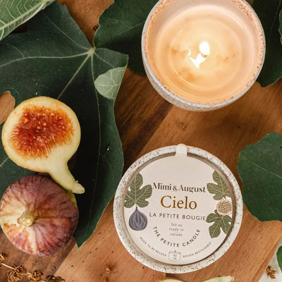 Mimi & August candles are hand-poured in small batches in Montreal, Quebec. Phthalate and Paraben free, they are also 100% vegan. We LOVE this speckled grey reusable candle in a cup! Cielo is a soft candle with fruity, yet woodsy notes of figs, cassis and amber.