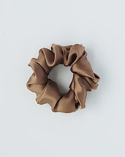 Nutmeg silk hair scrunchie, handmade by Siena Vida, Toronto. 