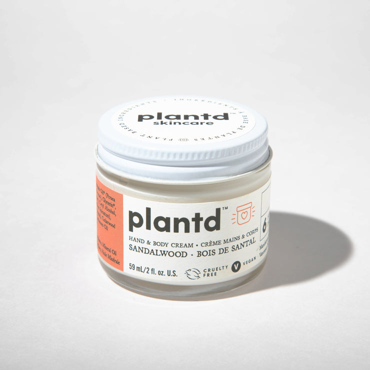 Ritual organic hand & body cream from Plantd Skincare in Vancouver, British Columbia. Scent profile: Sandalwood, Galbanum, Violet Leaf Absolute &, Cedarwood Earthy, fresh, floral, and spicy notes converge to create a captivating experience that is sure to become your daily ritual.
