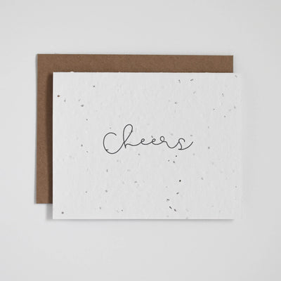 "Cheers" plantable greeting card. Our plantable greeting cards are designed and printed in Guelph, Ontario by The Good Card. Their paper is all Canadian made. Kind words that come with a little something extra - flowers!