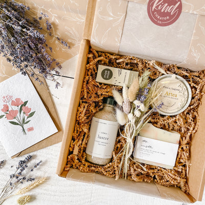 Refresh Self Care Gift Box is a mini self-care kit inspired by the freshness of Spring! A time of starting over, a time to bloom. All natural hand crafted products to relax and refresh the body & mind. With Mother's Day just around the corner, this is a great way to send your love and appreciation.