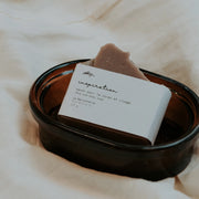 Inspiration soap bar. Birch sweet, Ho wood and purple Brazilian clay. Natural handcrafted soaps from La Marcotterie in Gatineau, Quebec. French inspired minimalist skincare made with all natural ingredients.  Each bar of soap contains moisturizing plant butters and oils, essential oils and botanical extracts.