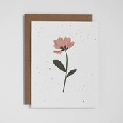 Dusty rose pink floral plantable greeting card. Our plantable Canadian wild flower seed greeting cards are designed and printed in Guelph, Ontario by The Good Card. Their paper is all Canadian made. Kind words that come with a little something extra - flowers! Plantable seed paper cards are made from bio-degradable, post-consumer waste meaning no new trees are harmed.
