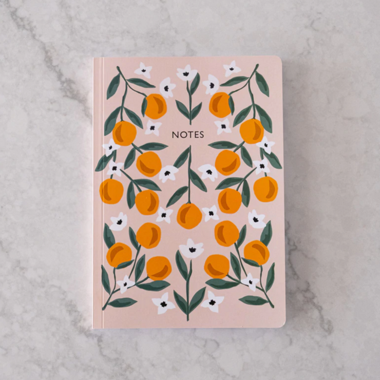 Orange Trees Notebook. There's nothing quite like a fresh notebook! Juicy, ripe oranges are the inspiration for this beautiful notebook from Mimi & August in Montreal, Quebec. Perfect for writing down your thoughts, lists, plant purchases, doodles. Printed in Montreal and on recycled paper.